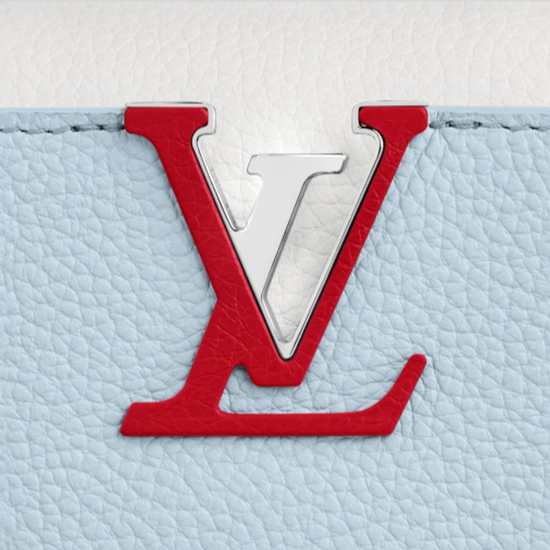 Louis Vuitton CAPUCINES MINI Taurillon Leather Bag M57519 Blue Olympus/White